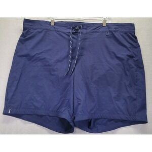 Lands End Womens Board Swim Shorts 24W Blue Drawstring Stretch Pool Beach Summer